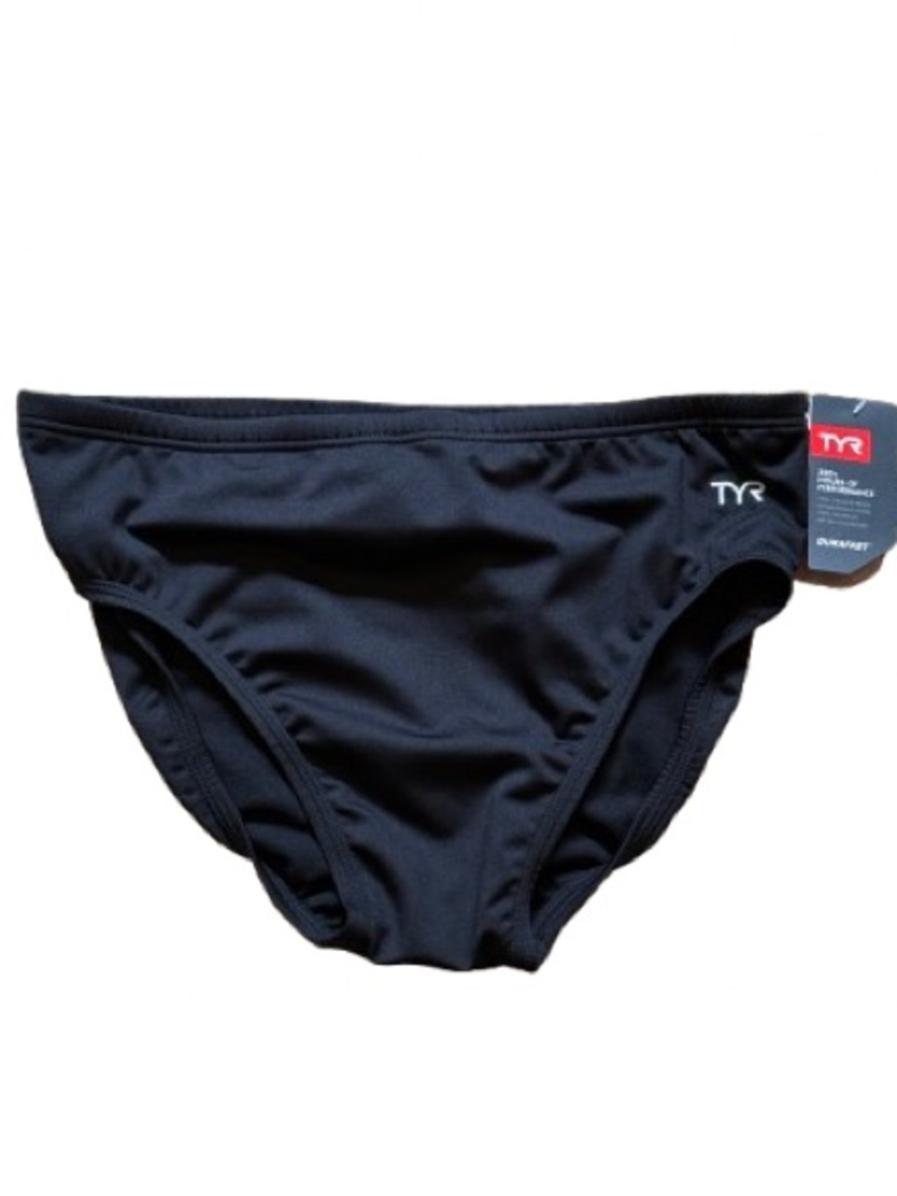 TYR Durafast Solid Male Racer-A Swim Brief Black Size 38 XL UPF 50+ Colorfast